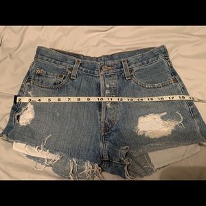 Distressed High Rise Levi Jean Shorts